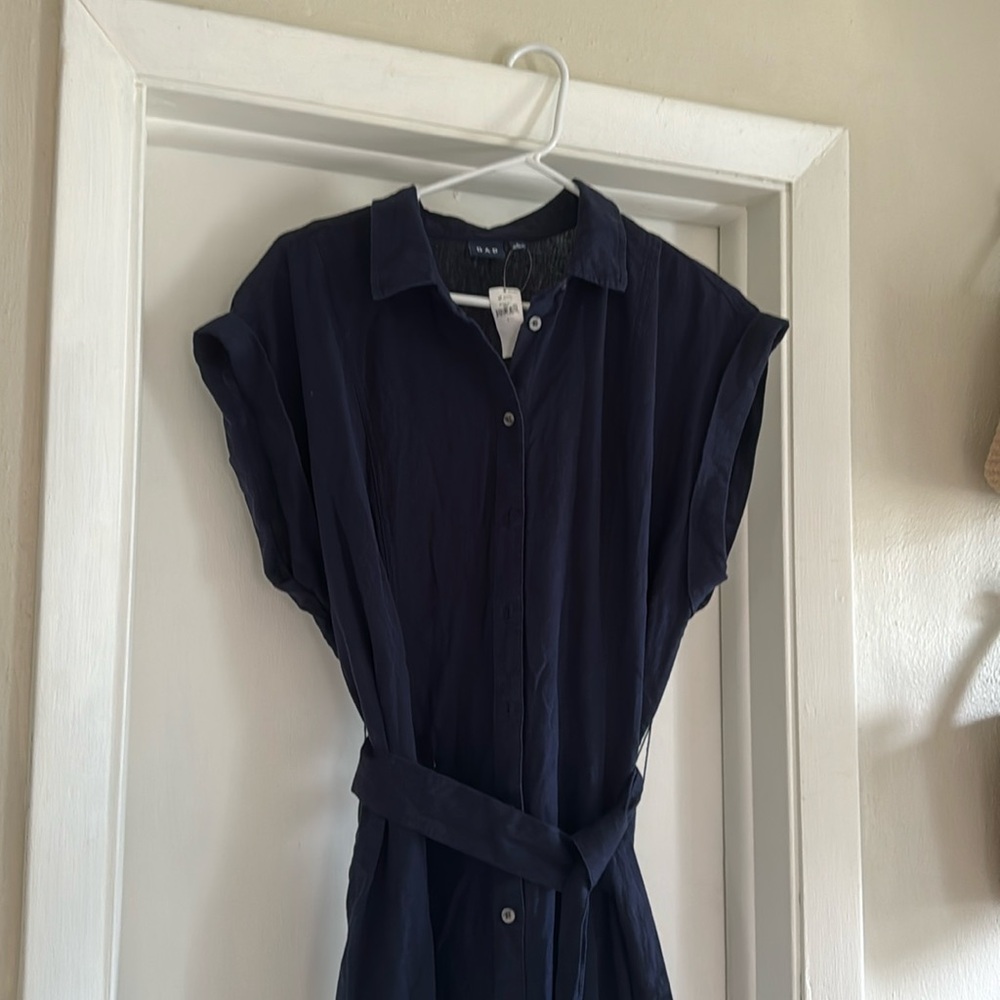 Gap linen blend navy shirt dress
